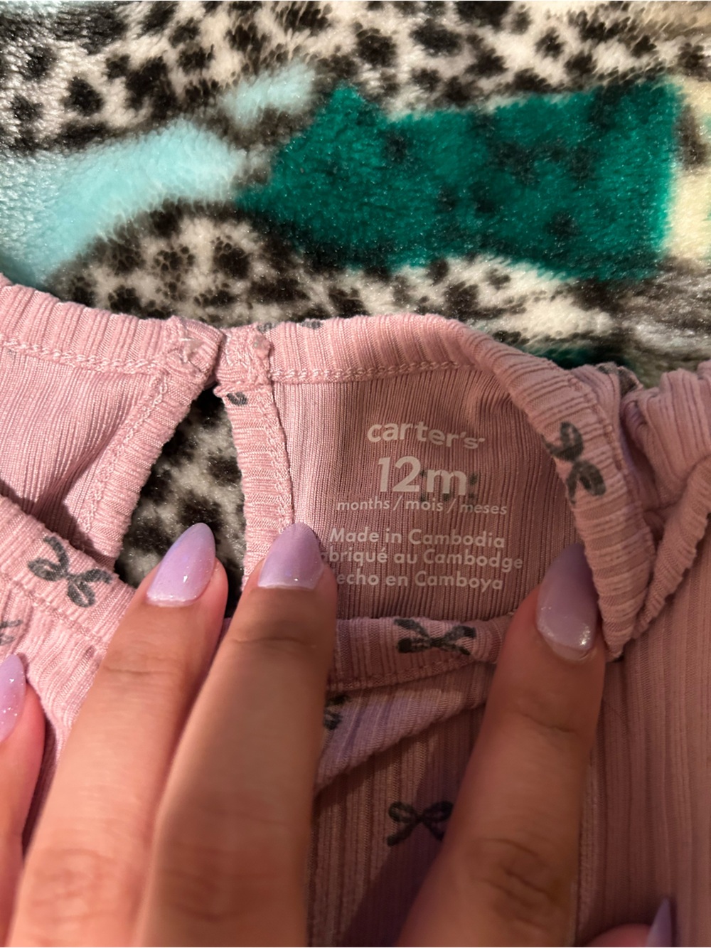 Carter's Pink Ribbed Long-Sleeve Ruffle Sleep Romper - Picture 3 of 3